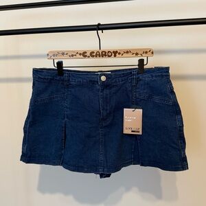 NWT Love Cult Pleated Dark Wash Denim Mini Skort